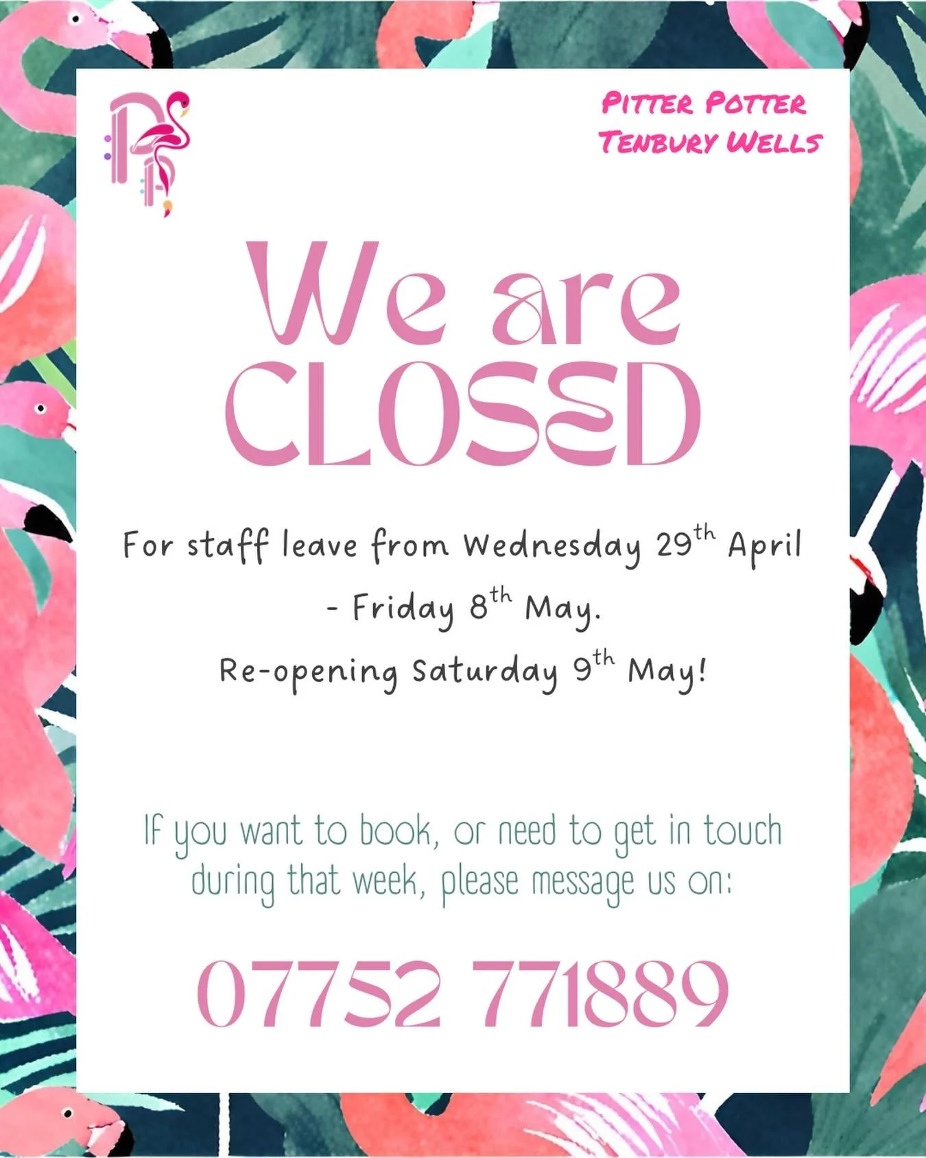 We are now CLOSED until Friday 8th May for staff leave. Don&rsquo;t worry - we&rsquo;ll be back open on Saturday 9th, and are looking forward to welcoming you then for lots of creative fun!

We will still be answering messages that week, so If you ne