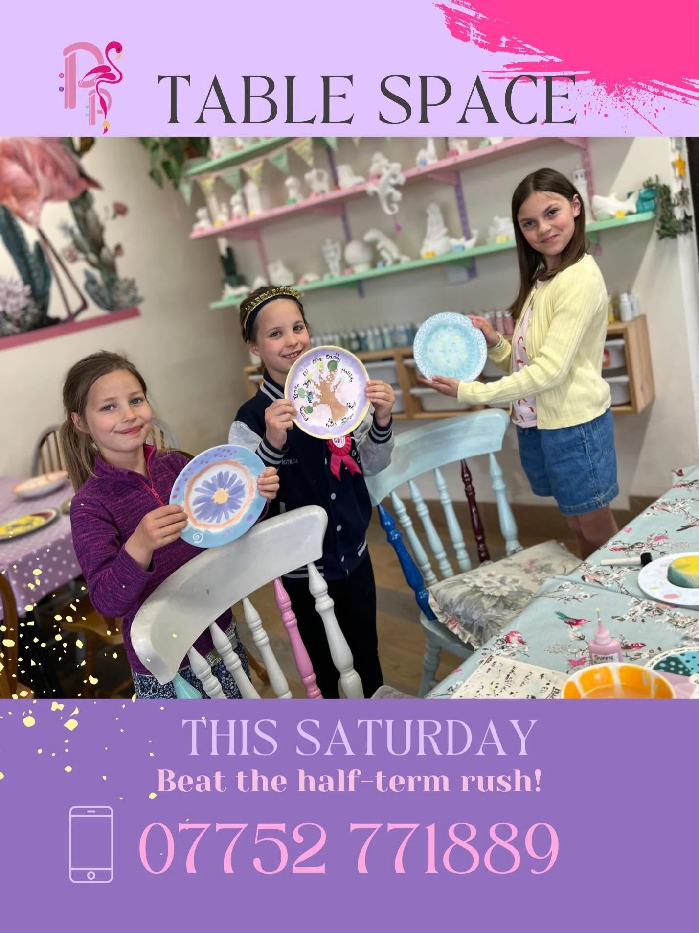 🌵SATURDAY &bull; AVAILABILITY🌵

Half Term&rsquo;s on the horizon and we predict busyness!😵&zwj;💫 Beat the rush and book your table for Saturday 16th May - availability from 11:15am for the perfect pottery painting experience🧘&zwj;♀️ (And why not