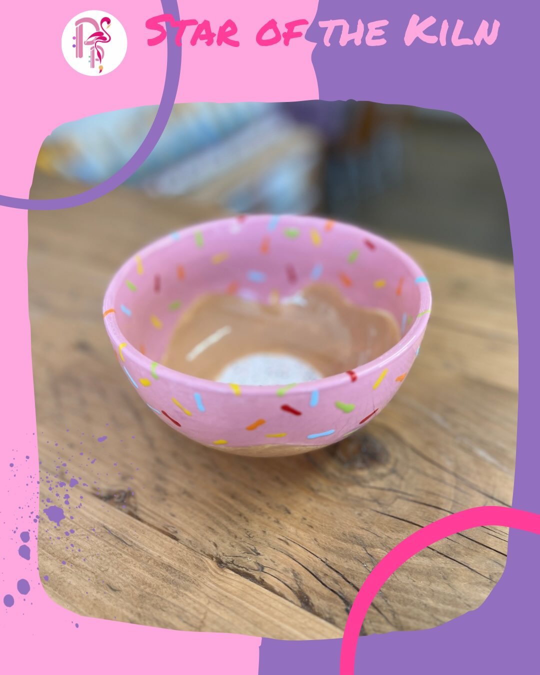 🌟STAR &bull; OF &bull; THE &bull; KILN🌟

We&rsquo;re going &ldquo;nuts&rdquo; for this doughnut bowl - what a fab idea! Awesome work here from one of our visitors👏 (Loving those sprinkles)

Feeling inspired? Book now to #PaintYourStyle!
🌵🎨🦩

Fo