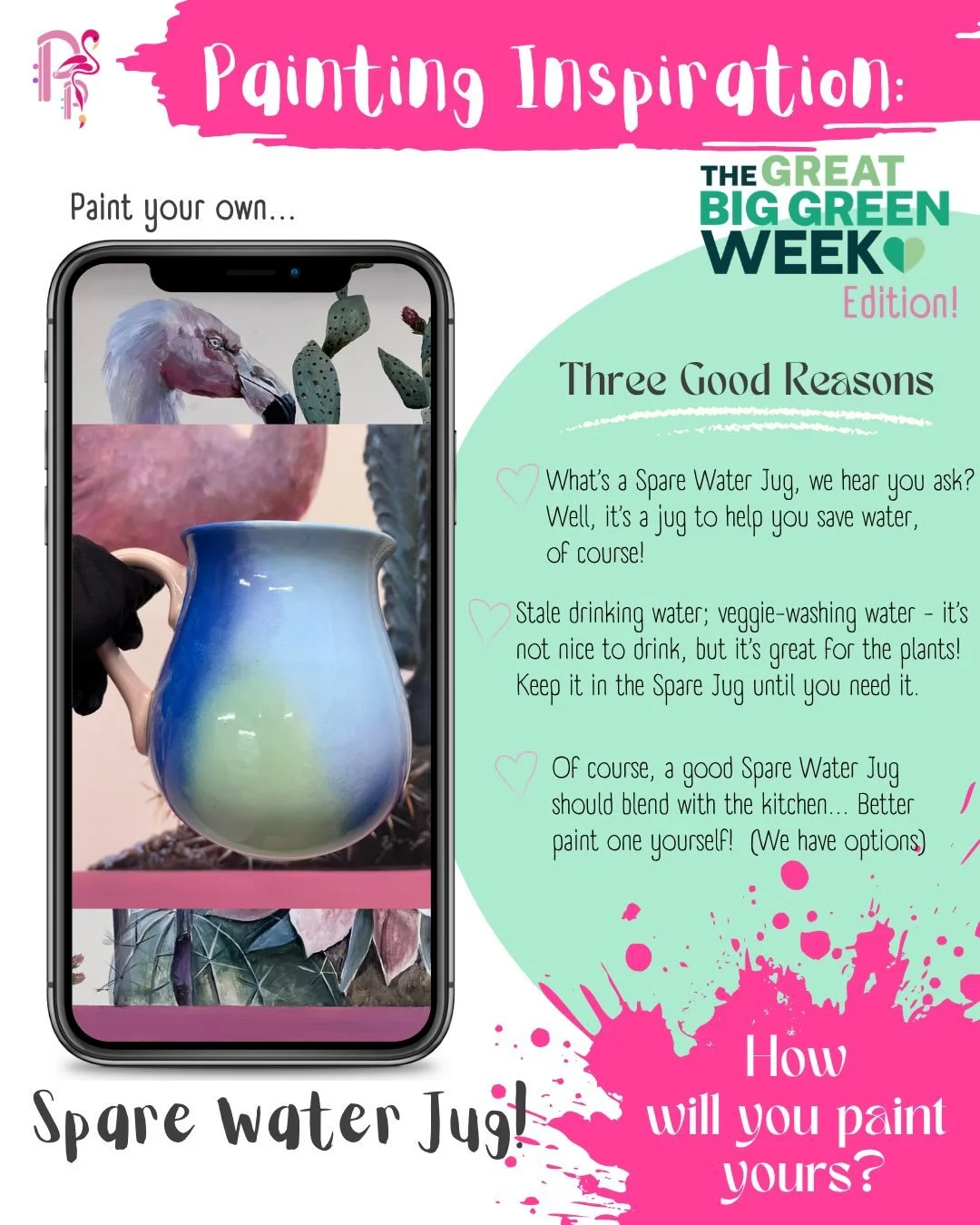 👨&zwj;🎨PAINTING &bull; INSPIRATION👨&zwj;🎨
 
Great Big Green Week Inspiration No.4 is&hellip;

Paint a Spare Water Jug! 

Okay, hear us out: you KNOW you&rsquo;re desperate to paint a jug, and we happen to have a splendid selection😙 But what are 
