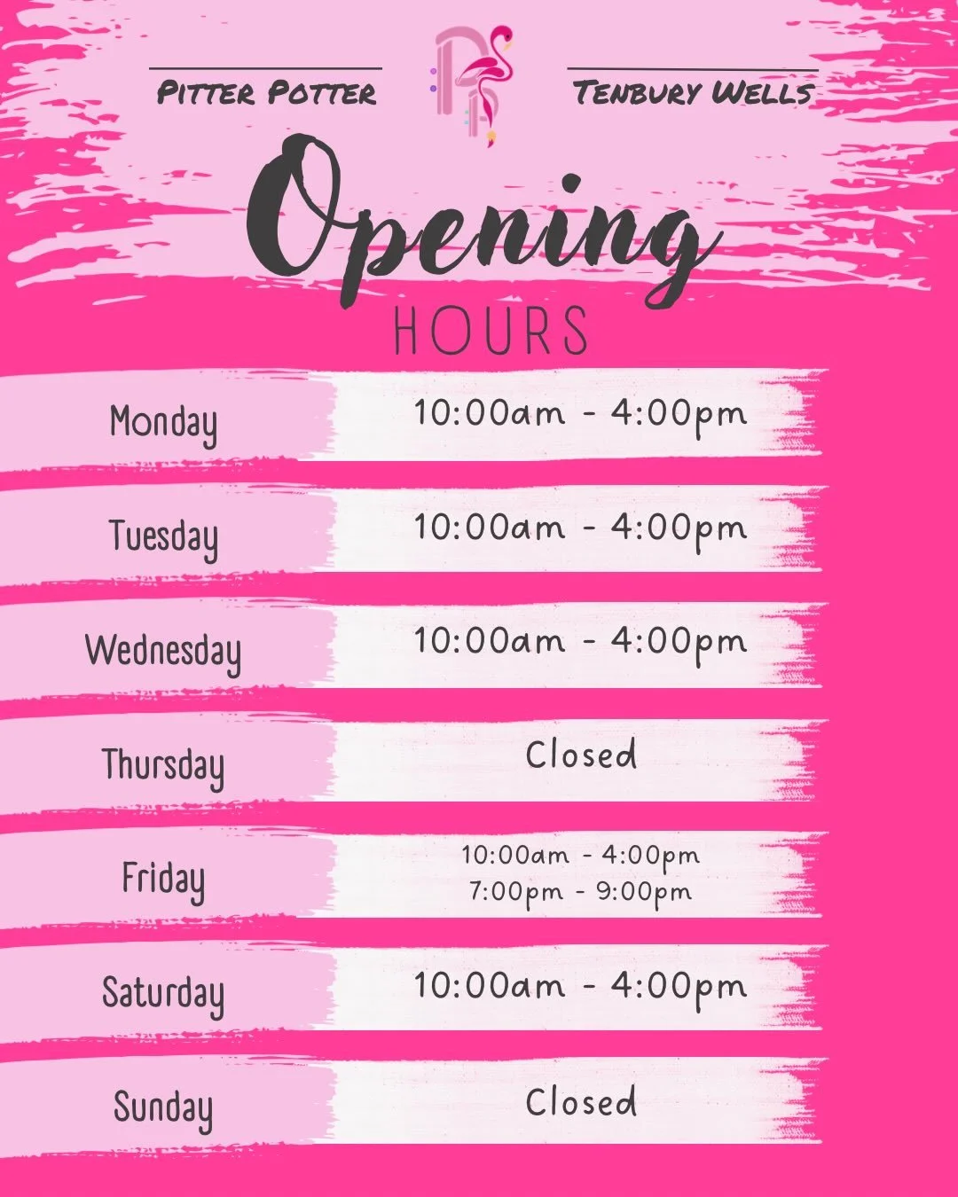 ❓F&bull;A&bull;Q&bull;S❓

We&rsquo;ve had a lot of questions about our opening times and days recently, so here&rsquo;s a handy reminder! We are&hellip;

* OPEN on Mondays, 10:00am-4:00pm. This includes Bank Holidays, unless we advertise in advance t