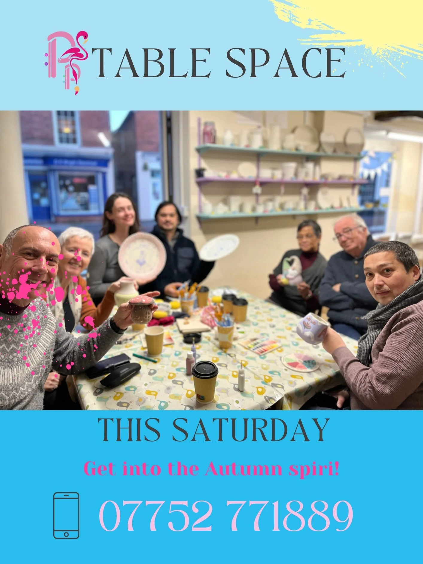 🌵SATURDAY &bull; AVAILABILITY🌵

First Saturday in October - time to paint pumpkins, mushrooms and big mugs! We have plenty of space this Saturday (3rd October) so book your table to guarantee your space!
🦩🌵🎨

Paint-Your-Own-Pottery at Pitter Pot