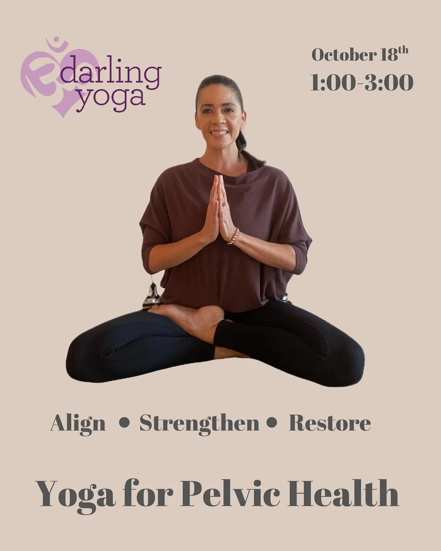 Reconnect to your core and cultivate deep inner strength.
 
In this workshop, Melanie will guide you through breath, movement, and mindful awareness to support pelvic floor function and total body balance.

Perfect for:
&bull; Menopause and hormonal 