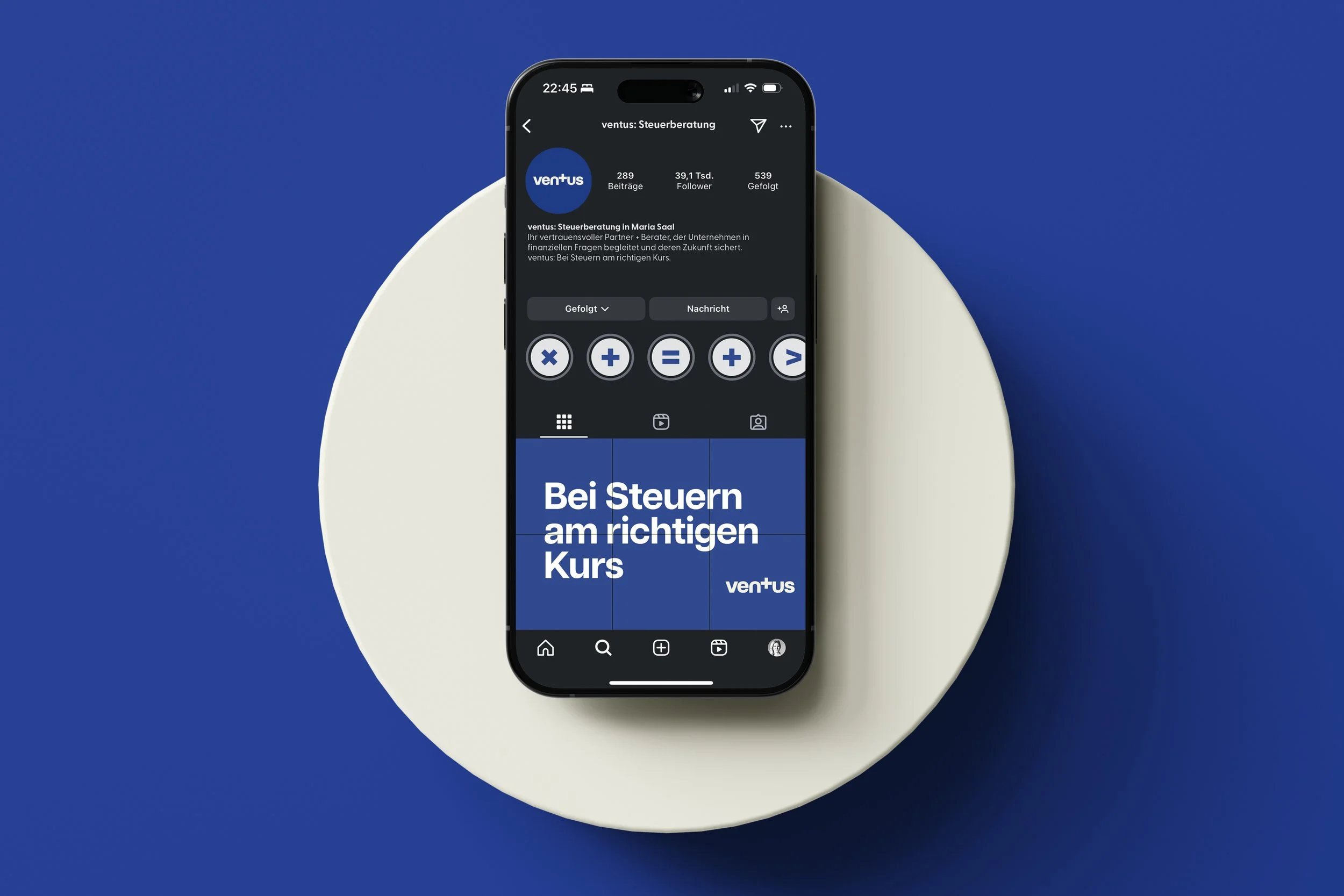 Corporate Design: Instagram / VENTUS: STEUERBERATUNGS GMBH