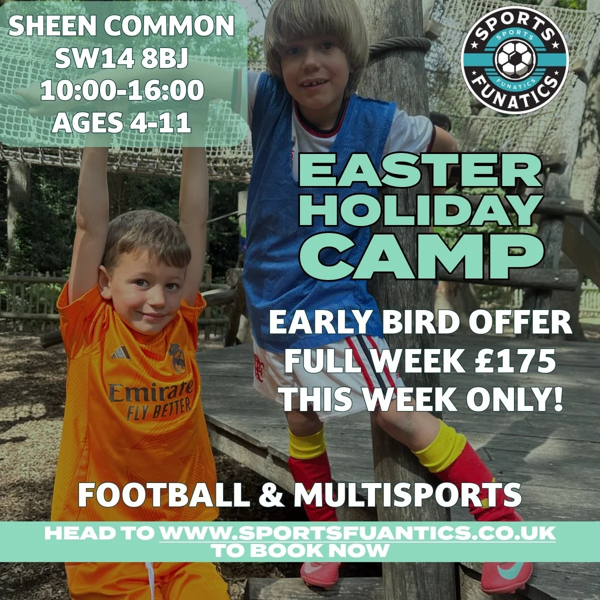 Early Bird Offer &ndash; Don&rsquo;t Miss Out!

Our Football &amp; Multisports Holiday Camp is back for the Easter Holidays and it&rsquo;s going to be an action-packed week! 🙌

For a limited time, you can book the FULL WEEK for just &pound;175 with 