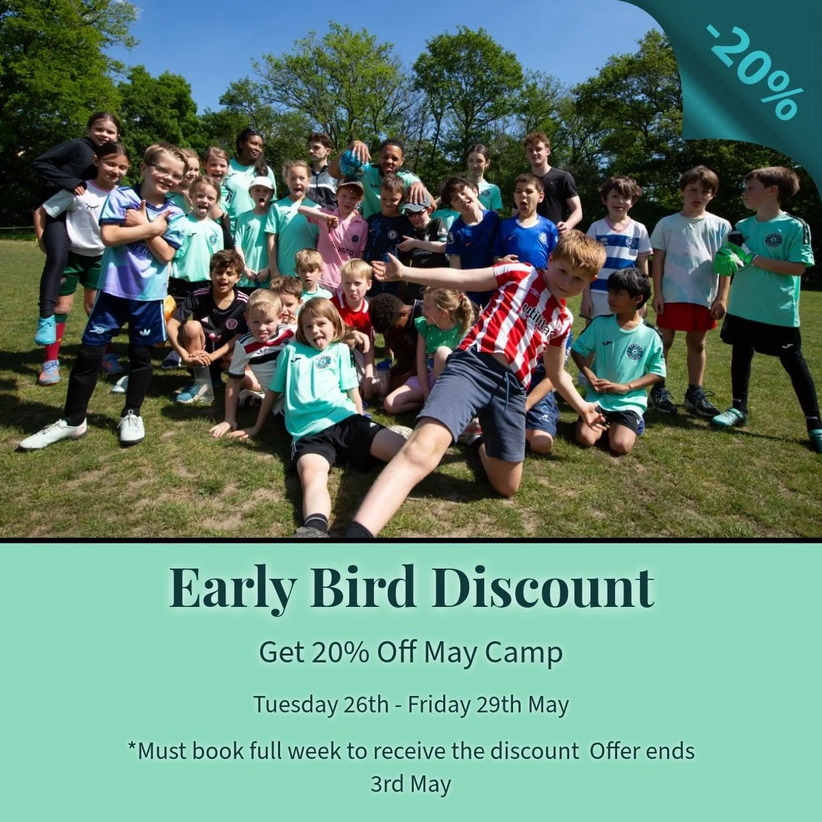 May Camp is just around the corner and we&rsquo;re offering an early bird discount of 20% off!

No need to enter any codes. Just book the full week and the discount will be applied. Offer ends on Sunday 3rd May!

To book now click the link in the bio