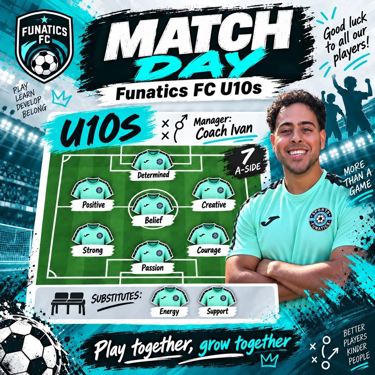 MATCH DAY ⚽️🔥

A big day for Funatics FC as our U8s &amp; U10s take to the pitch! 💚🖤

For us, it&rsquo;s about more than the result &mdash; confidence, teamwork, respect, courage and enjoying the game.

Good luck to all our players and coaches. Go