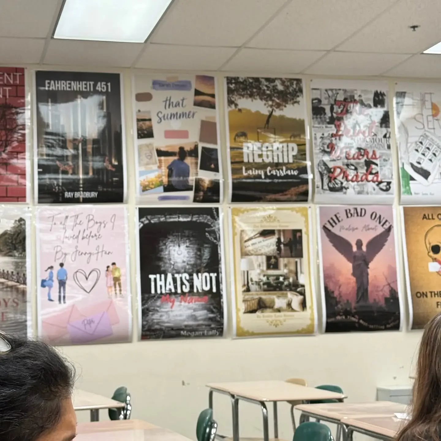 Omgggg Guys!! This is the coolest!!!🤩🤩🤩

Soooo....one of my gymnasts came to practice a few days ago and showed me this picture of her English classroom. Do you see what's on the wall????!!!🤯

Apparently, the assignment was to remake a cover of a