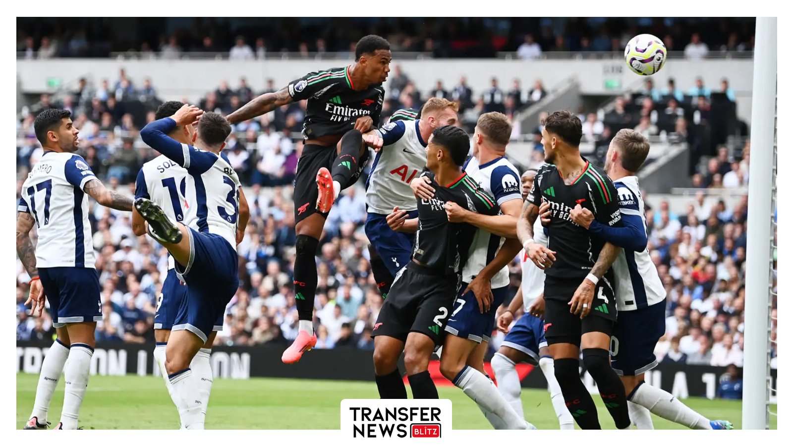 Gabriel scored a thunderous header against Tottenham Hotspur.