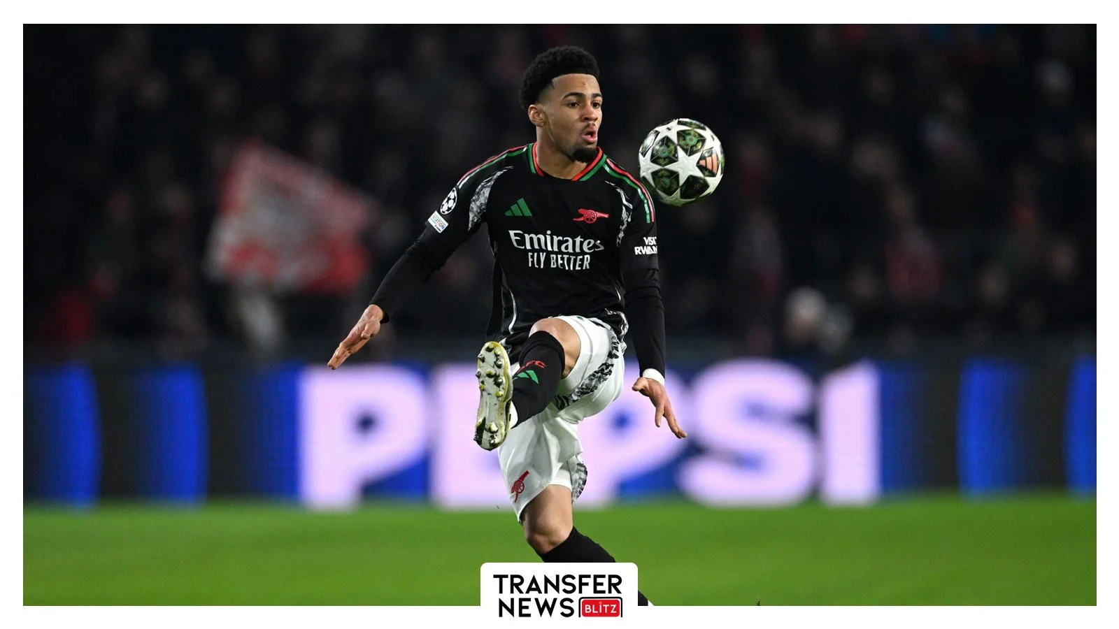 Ethan Nwaneri in Champions League action.