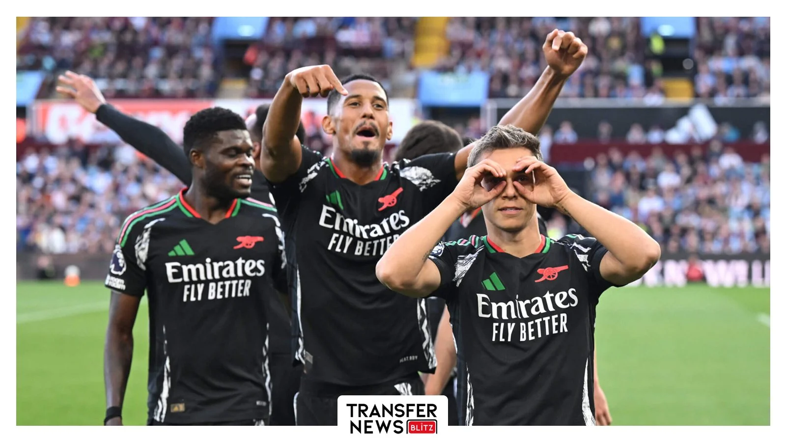 Leandro Trossard celebrates a goal for Arsenal.