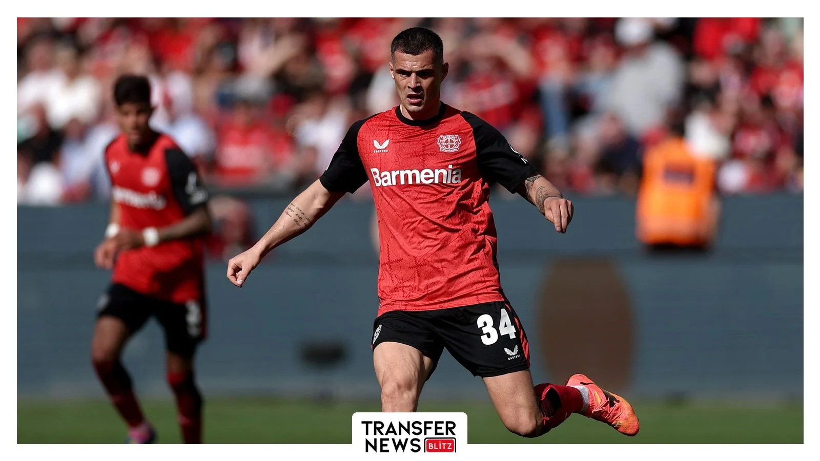 Granit Xhaka in action for Bayer Leverkusen.