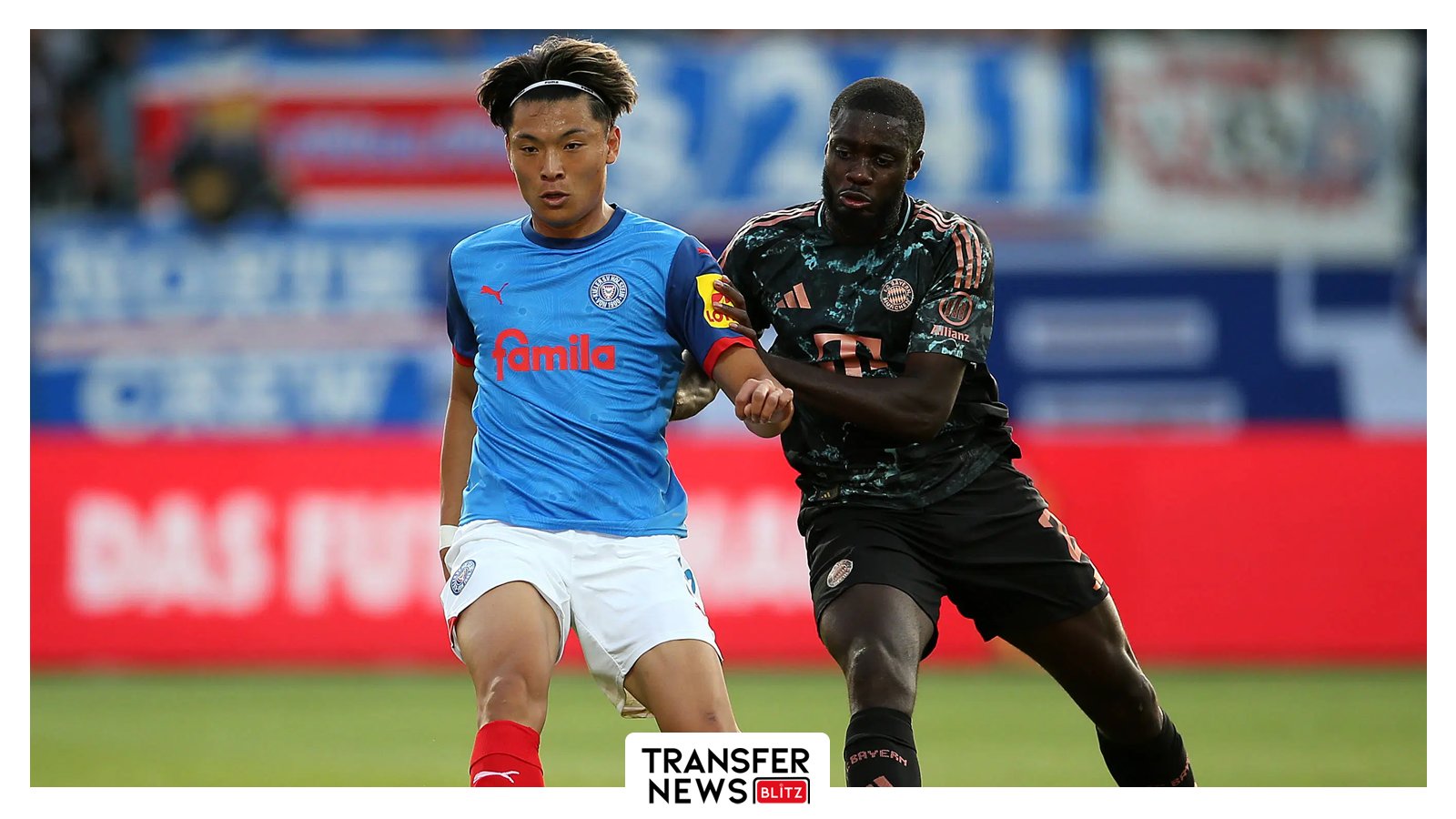 Shuto Machino faces off against FC Bayern Munich.