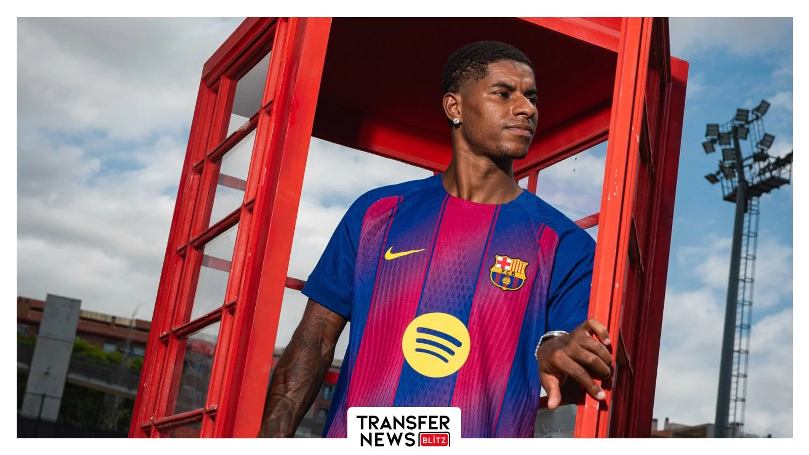 Marcus Rashford pictured in a Barcelona shirt.