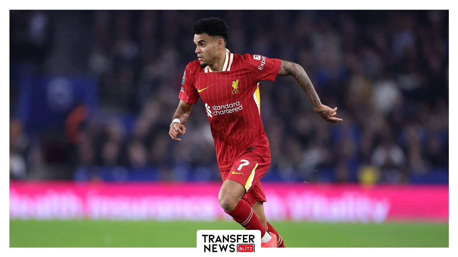 Luis Diaz in action for Liverpool.