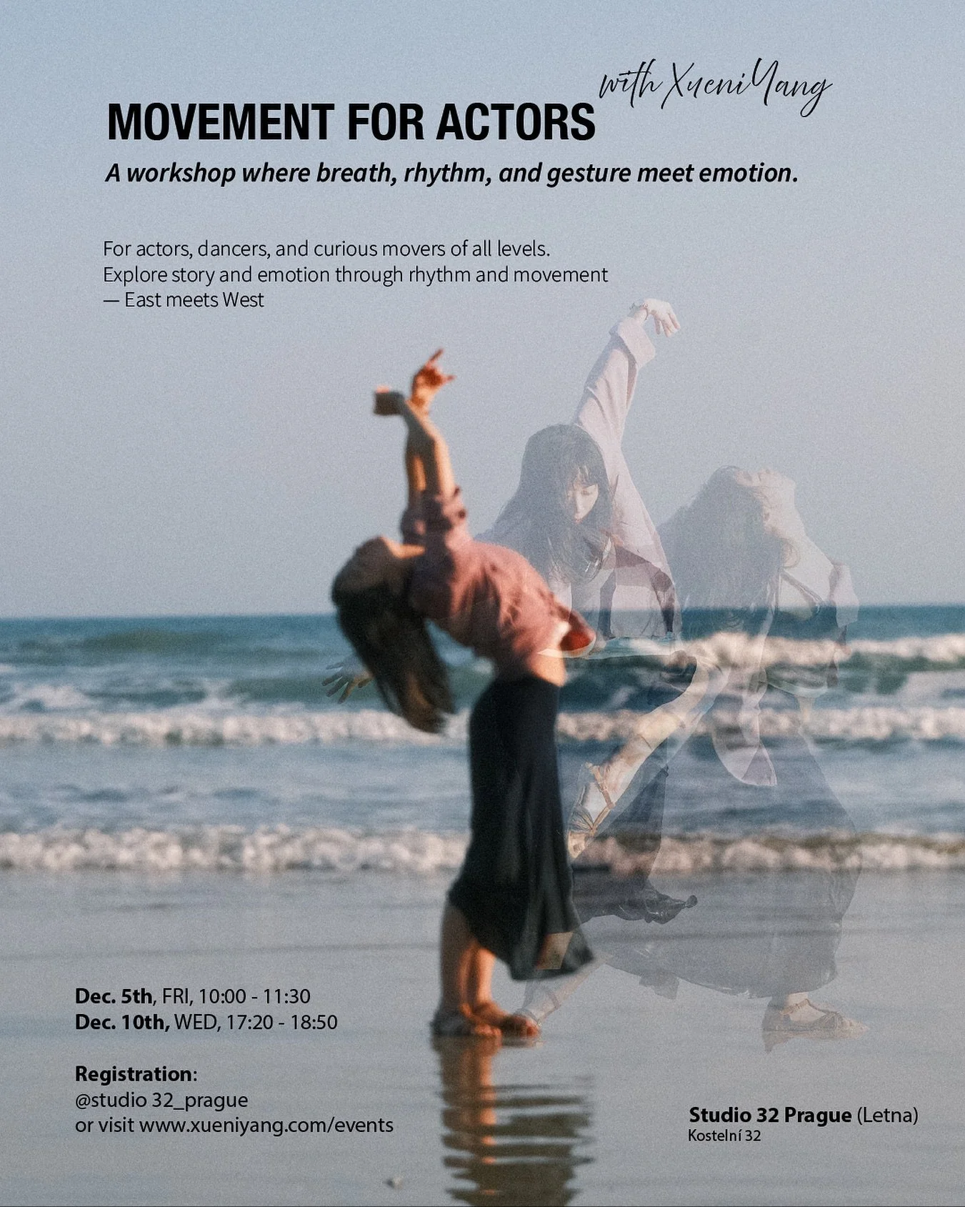 Movement for Actors with Xueni Yang @xueni.syuenii 🍃

This workshop invites actors and movers to expand their physical expression and deepen the link between body, emotion, and performance

You&rsquo;ll explore how Eastern precision meets Western fr