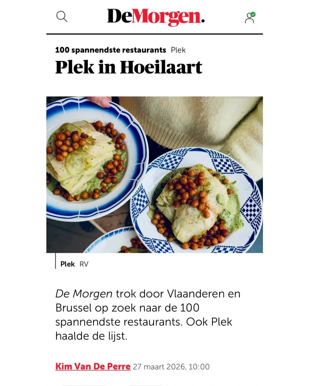 our story, featured in De Morgen

PLEK
organic &bull; local &bull; seasonal