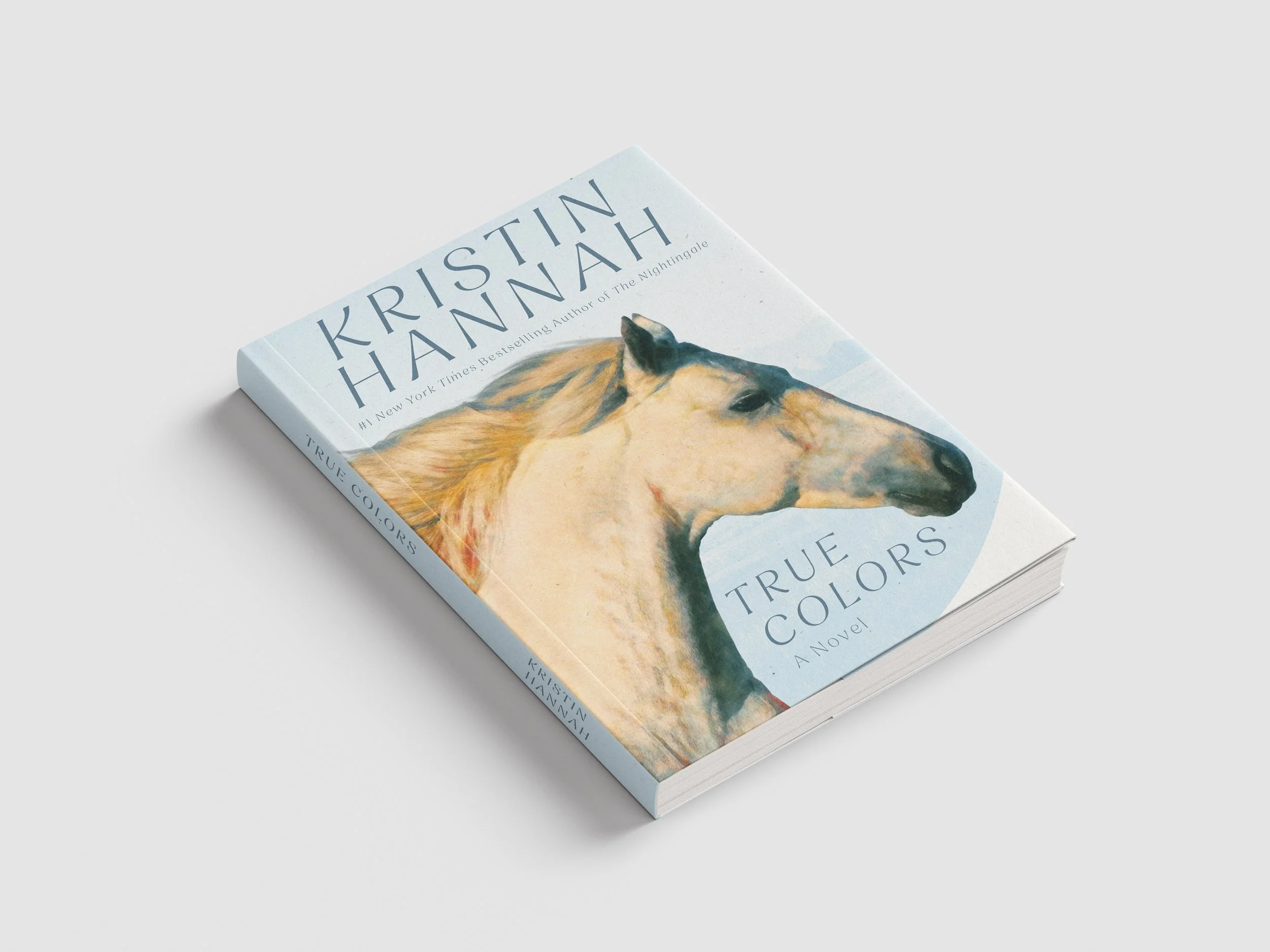 I redesigned Kristin Hannah's "True Colors" to focus more on the significance of the horse within the story. I wanted the main subject to have the most color by editing a photo within Photoshop with filters and removing the background. I also added t