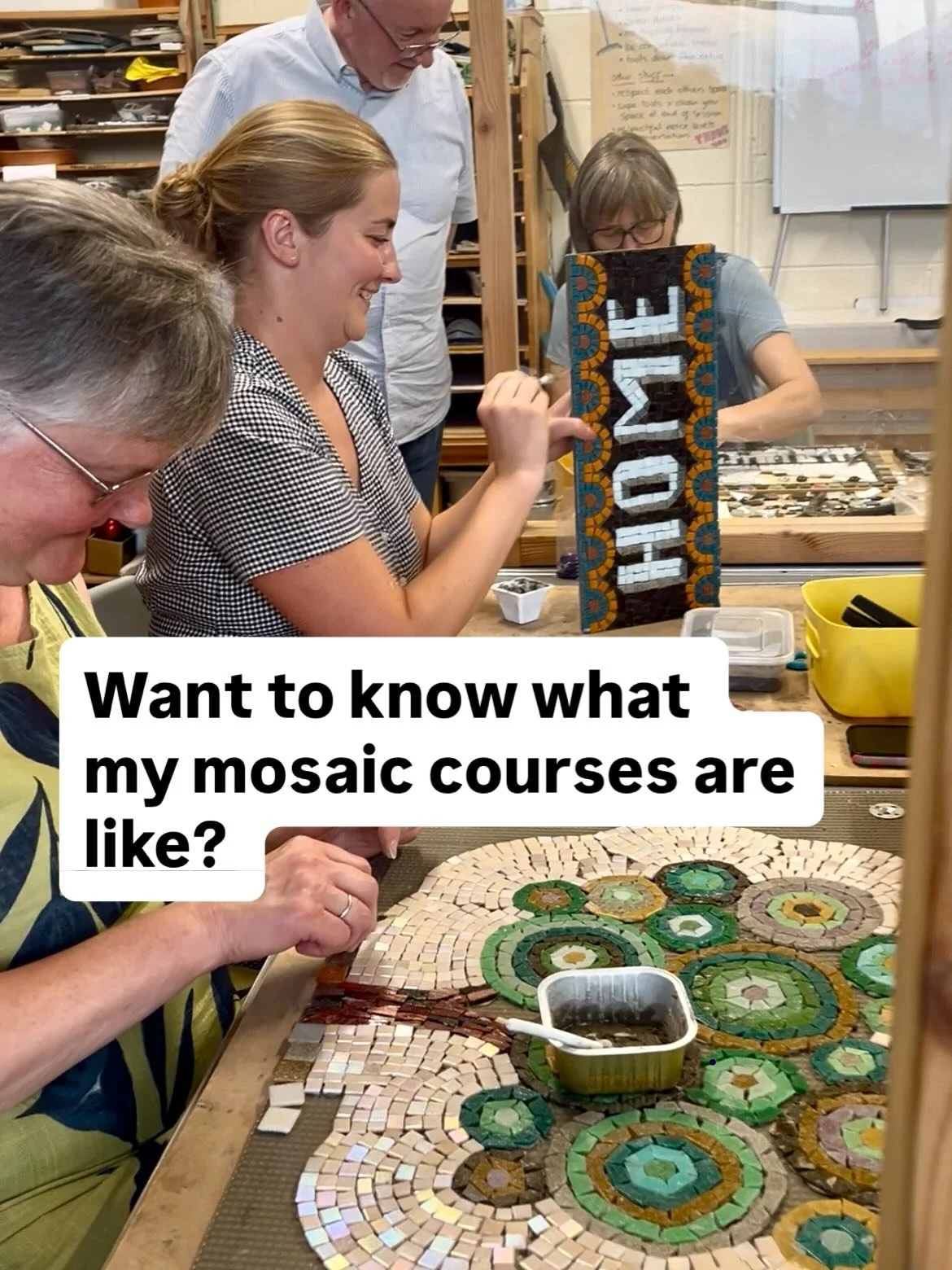 As the new term approaches pop over to my website and look up my COURSES for more details but if you want the essentials here they are:

Monday Mosaics evenings. X3 sessions 6.30-9.30 alternate Mondays.
&pound; 100 for the 3.
Block 1: Sept 8, 22, Oct