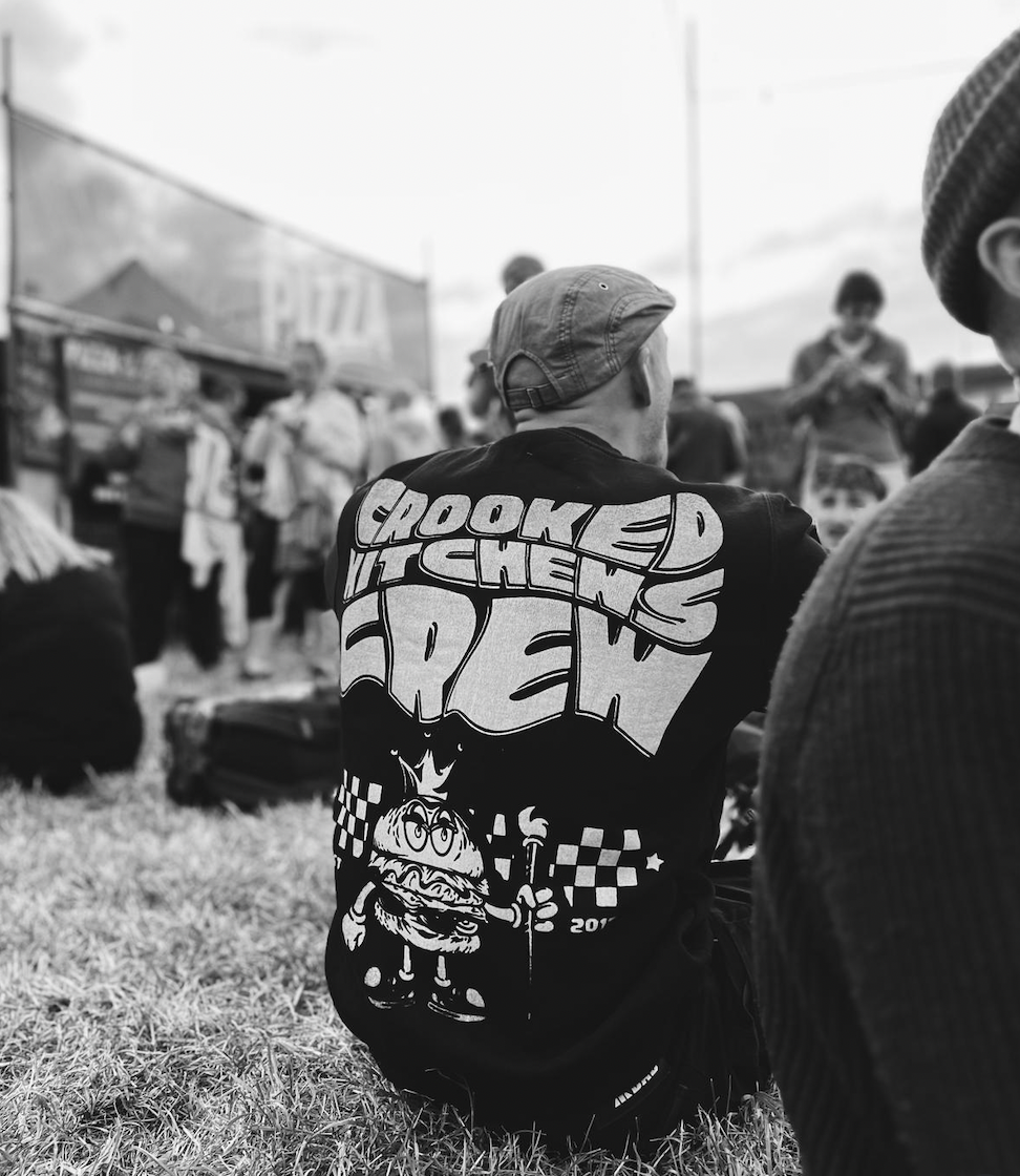 Crooked Kitchens Crew hoodies at uk music festival Glastonbury =