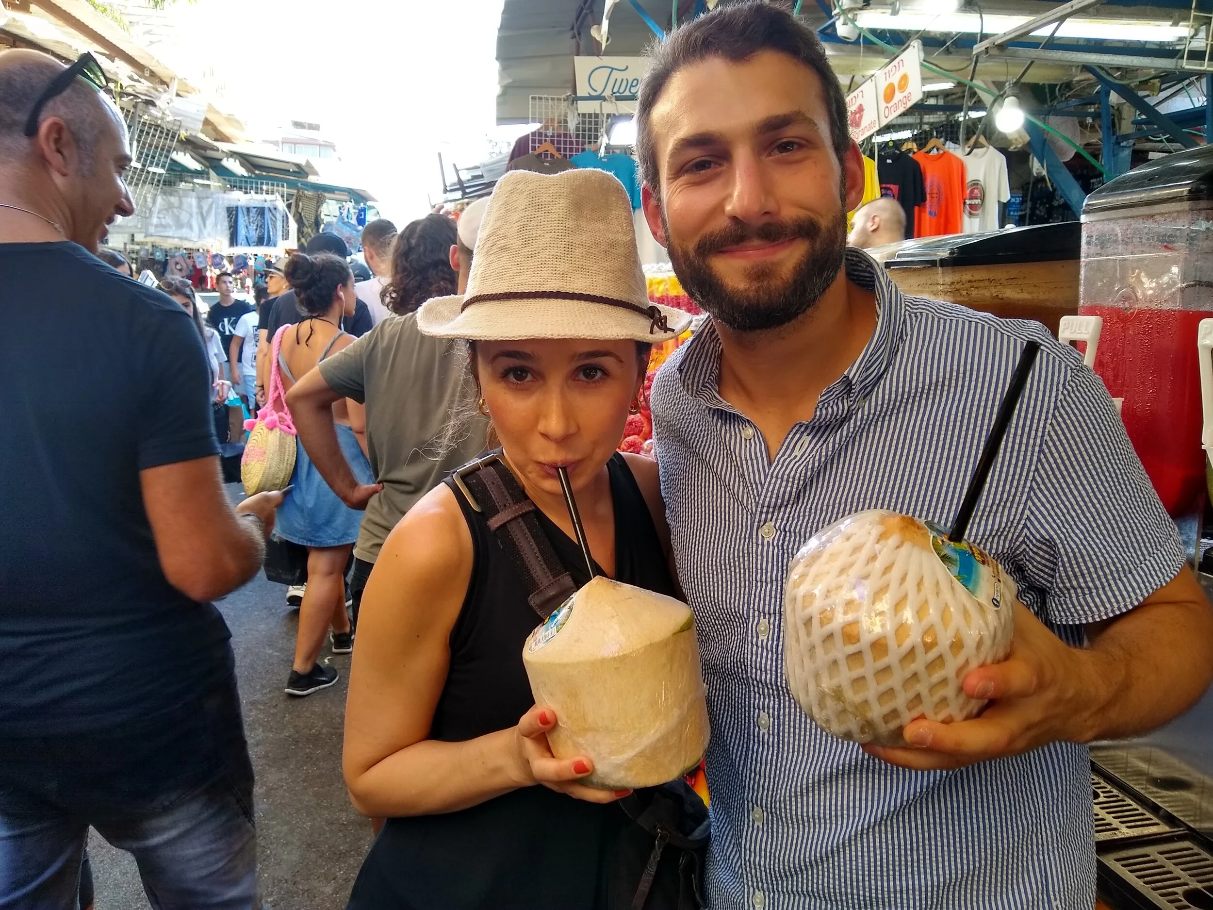 American fellows, Beeta and Joey, having fun on the streets of the shuk.