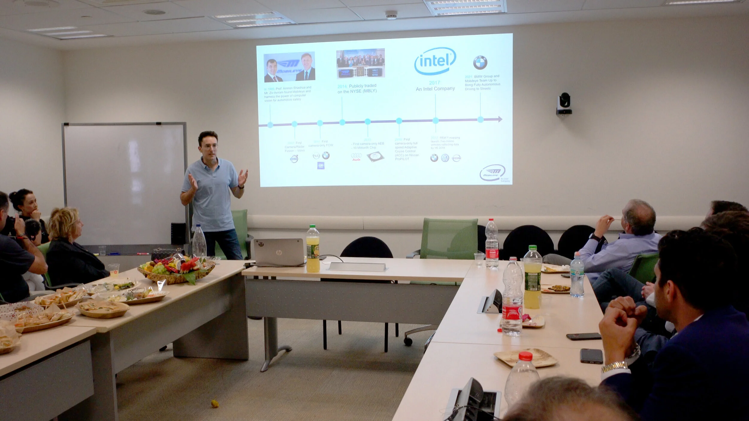 Boardroom presentation at the Mobileye headquarters.