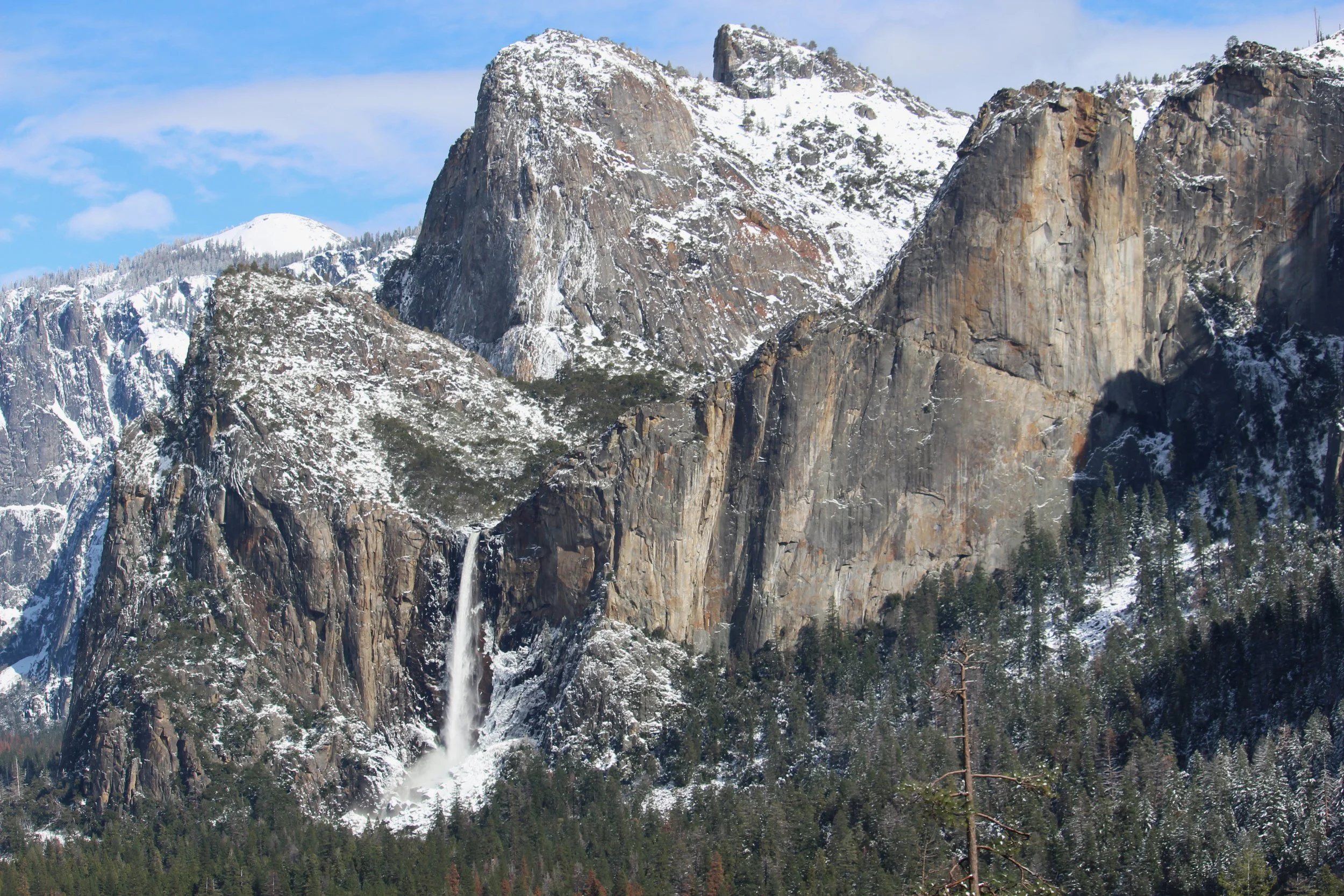 Bridal Veil Falls and the Three Brothers in Winter