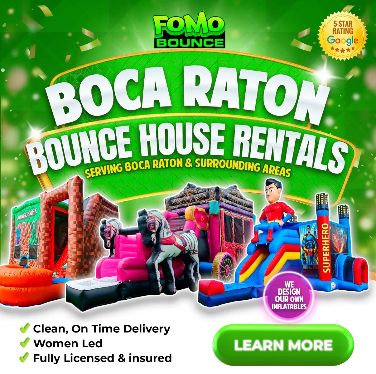 Fomo Bounce and Party Rentals - South Florida's highest rated bounce house and inflatable rental company