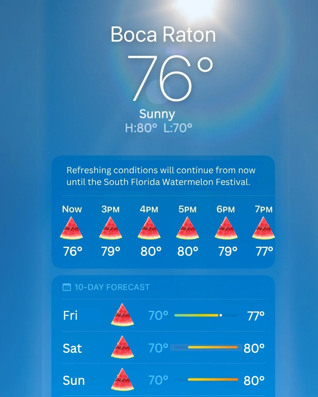 Sunny weather is approaching&hellip;.good thing we&rsquo;ve got refreshing watermelon, cold drinks, and plenty of ways to cool off while you enjoy watermelon delights, carnival rides, epic inflatables + obstacle courses and so much more! ☀️

Comment 