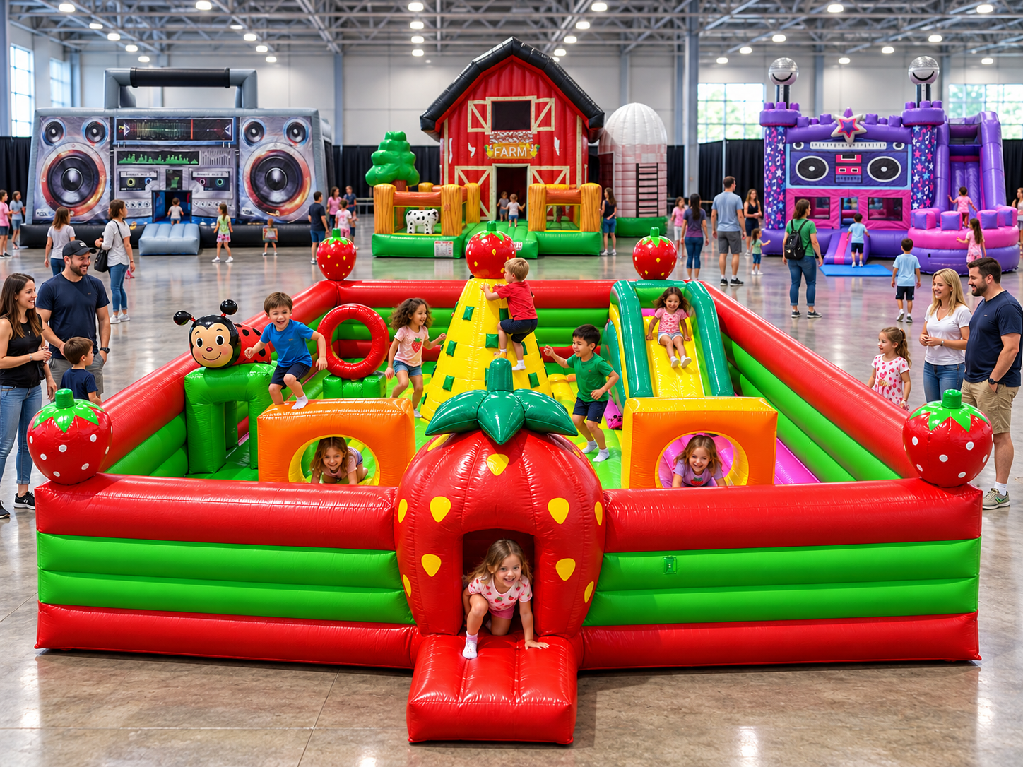Indoor inflatable obstacle course
