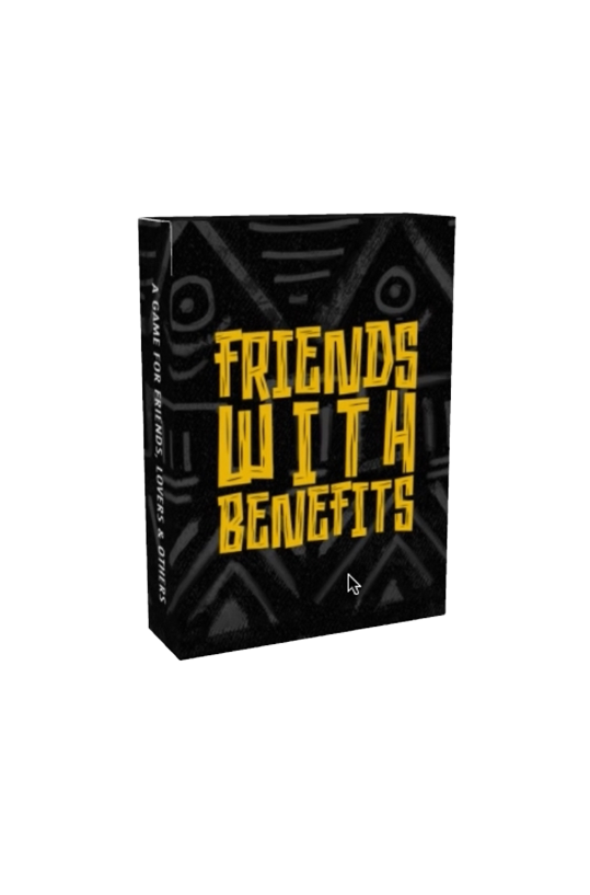 Book titled 'Friends With Benefits' with subtitle 'A Guide for Friends, Lovers, & Dummies' featuring a black cover with yellow text and a background pattern.