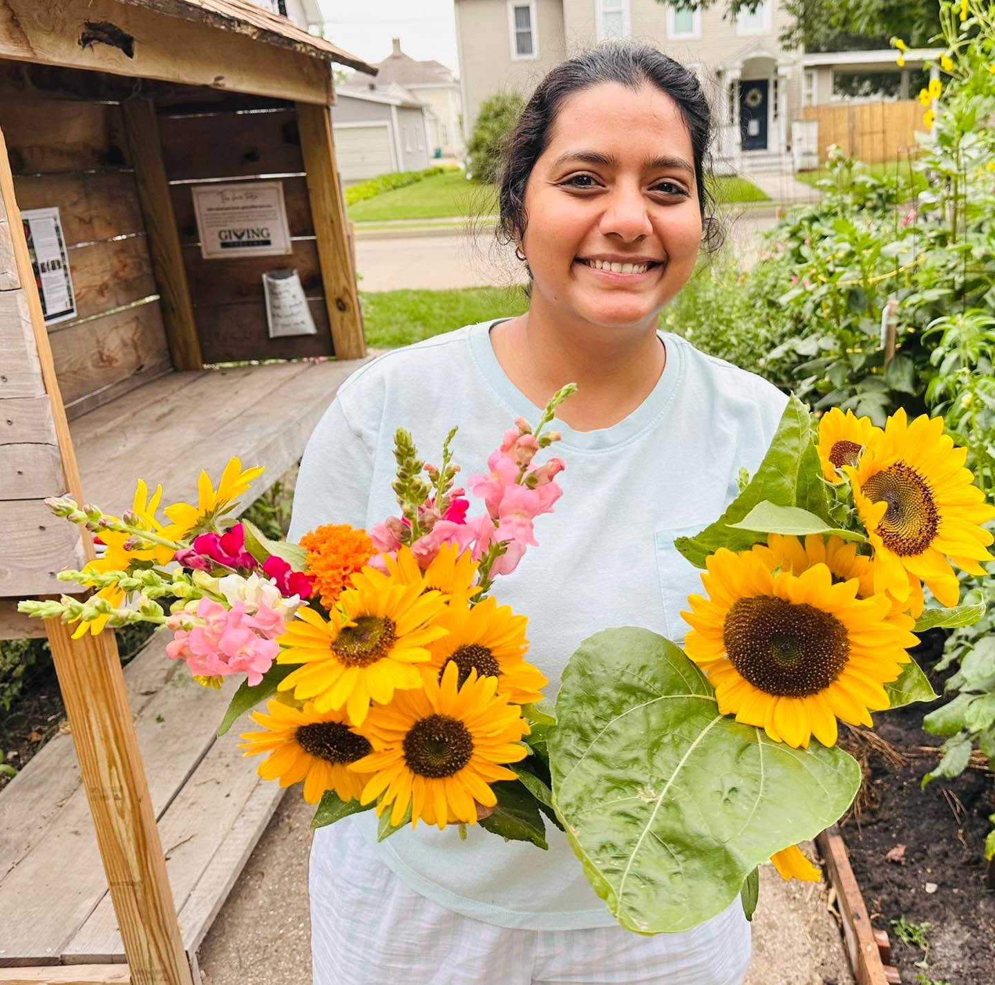 Picking cut flowers at the 1st Pres Public Access garden earlier this week.