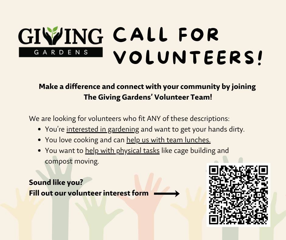 Join our volunteer team this growing season! Just fill out our quick interest form and then we will contact you to schedule an informal meeting. You can scan the QR code or click this link: https://forms.gle/vCRSLurHFQRTQX1y8

 #volunteer #VolunteerO
