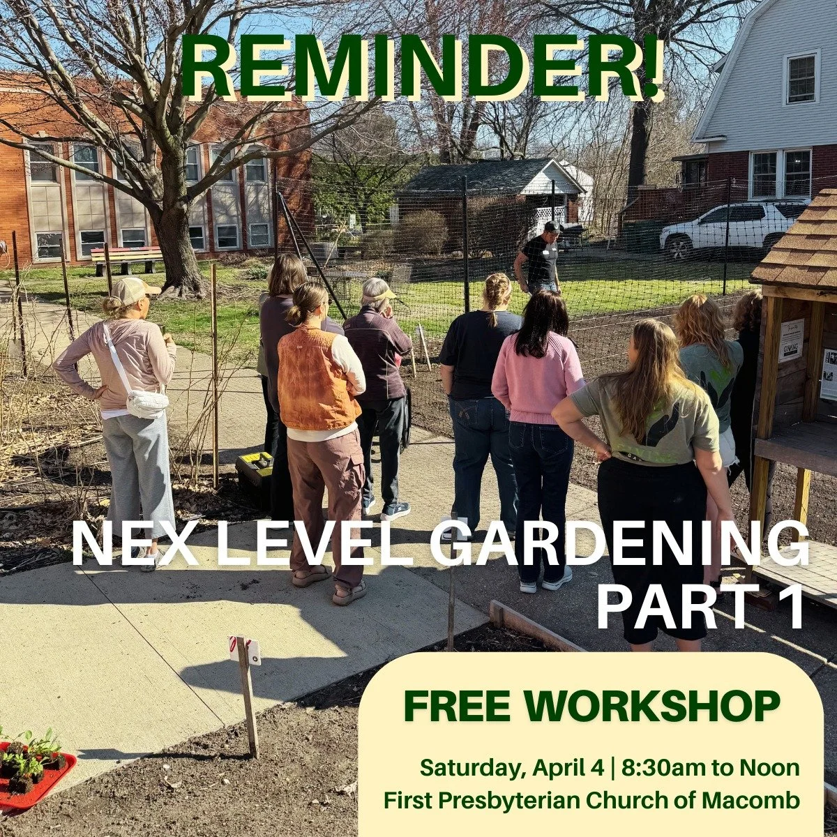 Don't forget about our workshop this Saturday! This is part 1 of a two-part series called Next Level Gardening. Click here to RSVP: https://docs.google.com/forms/d/e/1FAIpQLSdxzwY40Spa_le5SAnJyfXOYaJwjm3XC1kh8gmO5U_flooXNw/viewform

 #reminder  #even