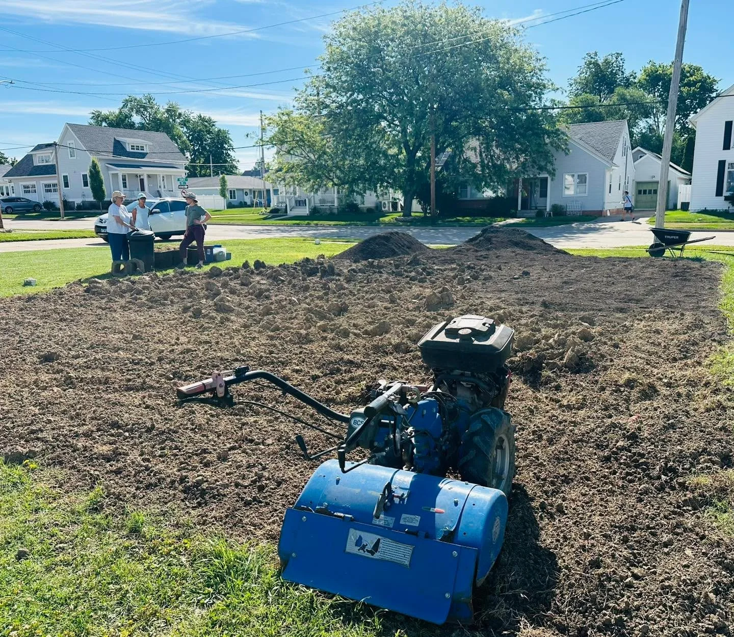 Yesterday, we planted the first public access garden in Morton.  With Tracey&rsquo;s team of local volunteers from Community UCC, we worked in more than 10 cubic yards of compost into a very poor, clay soil and raked out and removed many loads of Ber
