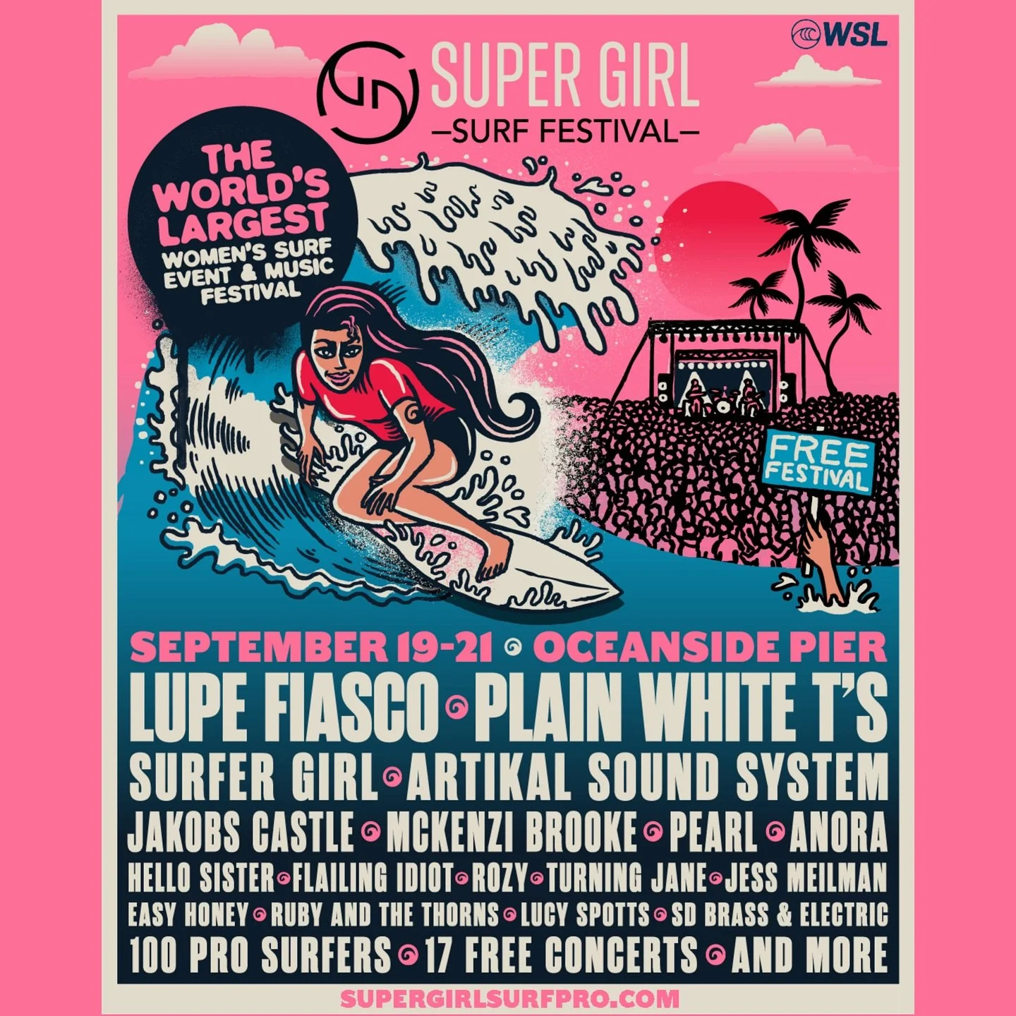so excited to be back at @supergirlpro the world&rsquo;s largest women&rsquo;s surf competition and music festival in our home town!!! We&rsquo;ll be performing a full 45-min set on SEPTEMBER 19 FRIDAY 5:00pm at the Oceanside Pier Amphitheater with s