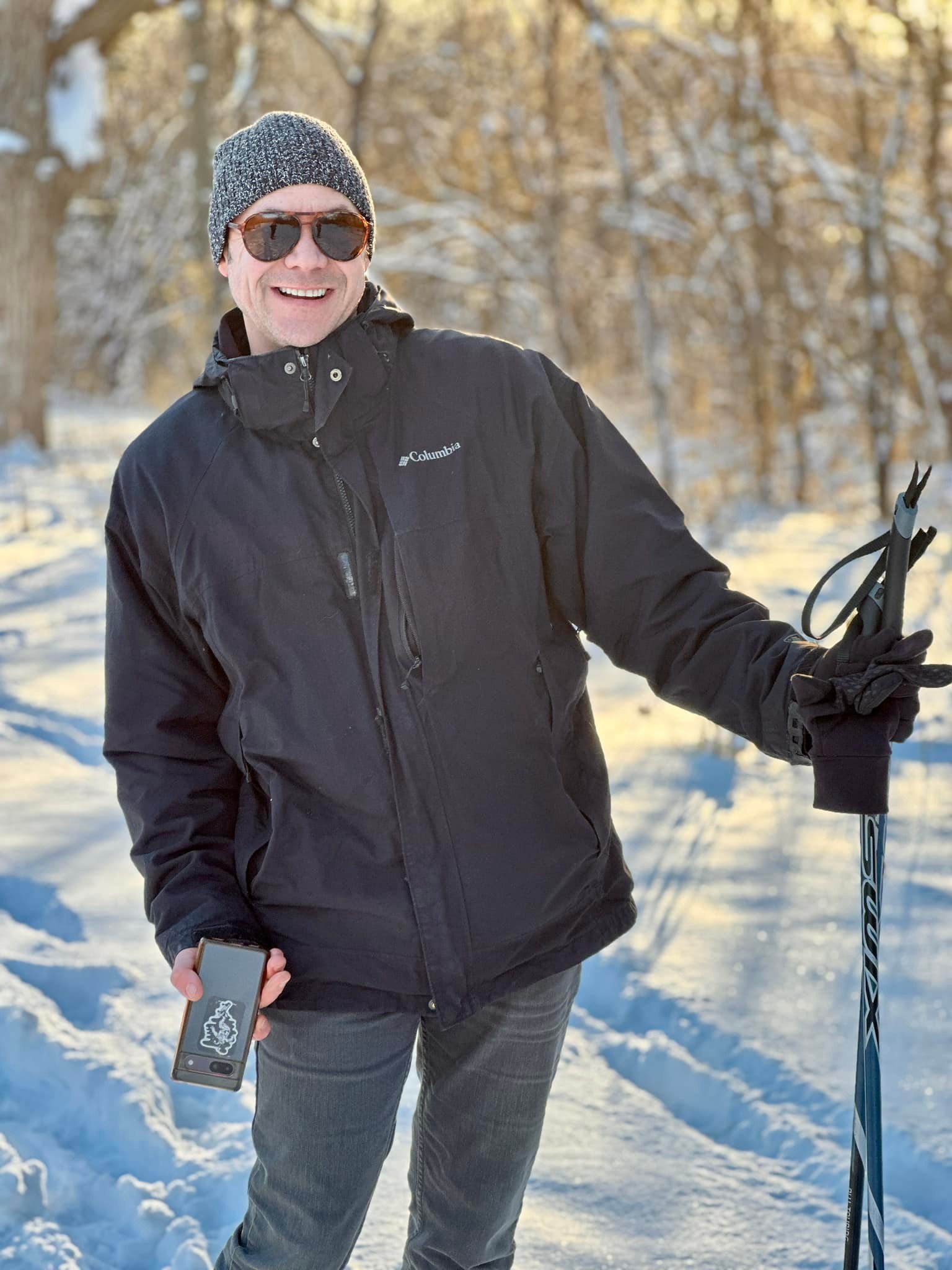 Yay! Snow! ❄️ 
I&rsquo;ve got a super cutie + x-country skis = delight