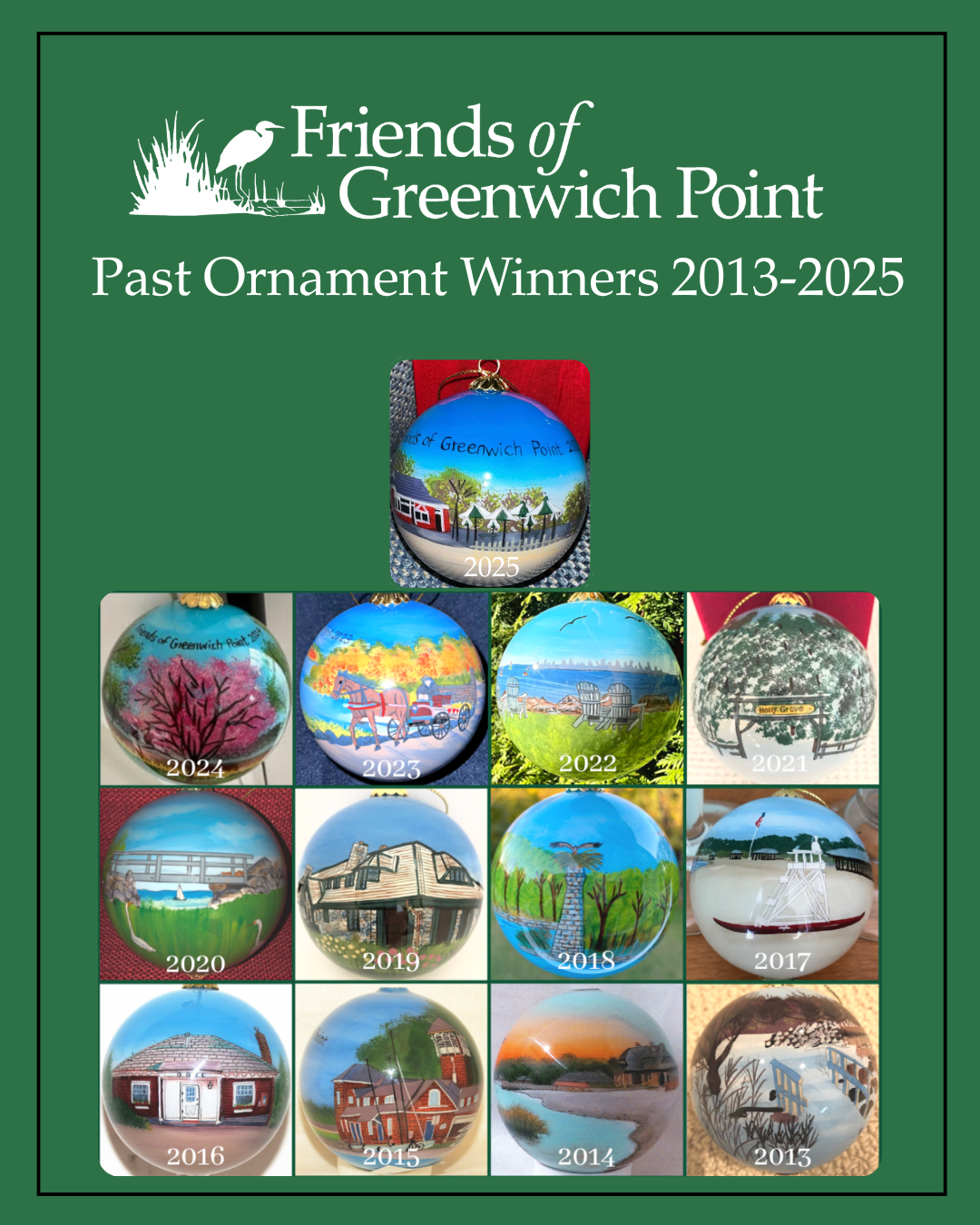 Photo Contest for the 2026 Friends of Greenwich Point Holiday Ornament