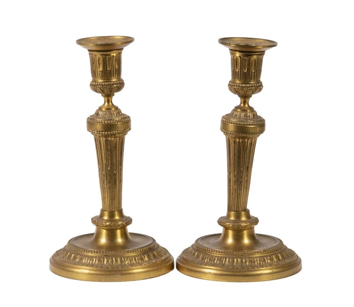 Pair of Gilded Bronze Candlesticks
