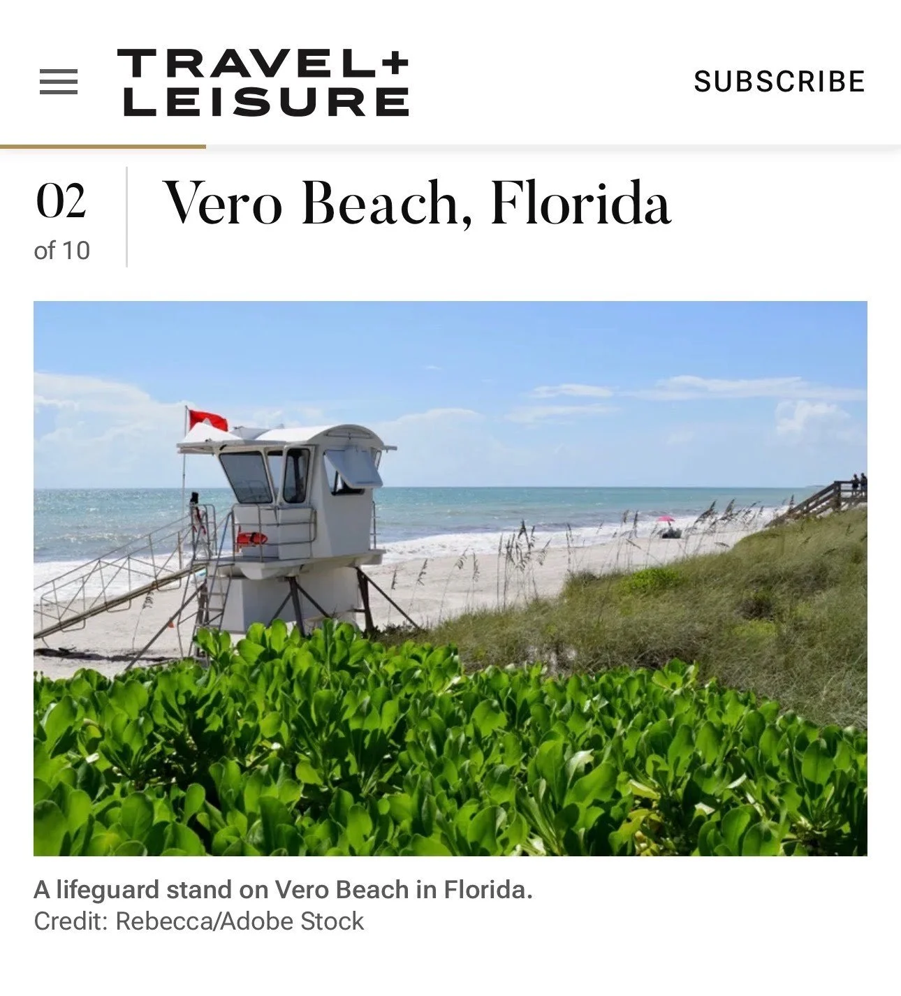 Travel + Leisure just ranked Vero Beach among the top U.S. beach towns to buy before home prices climb. 