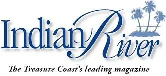 Logo reading "Indian River - The Treasure Coast's leading magazine" with palm trees graphic.