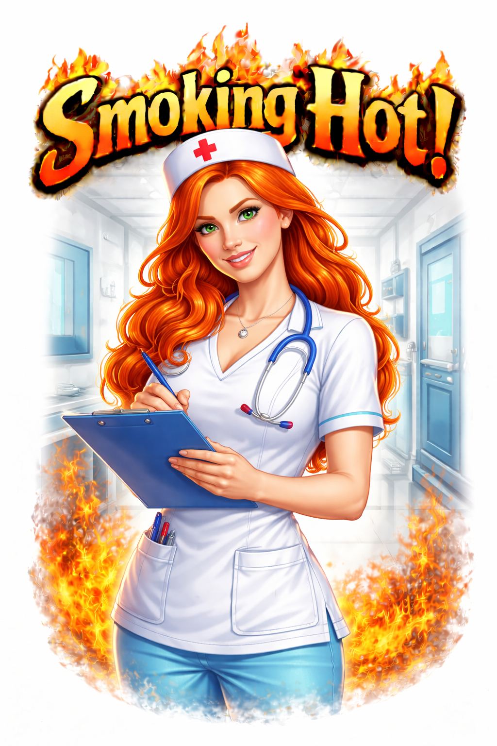 Smoking Hot Nurse Cartoon Clipboard.png