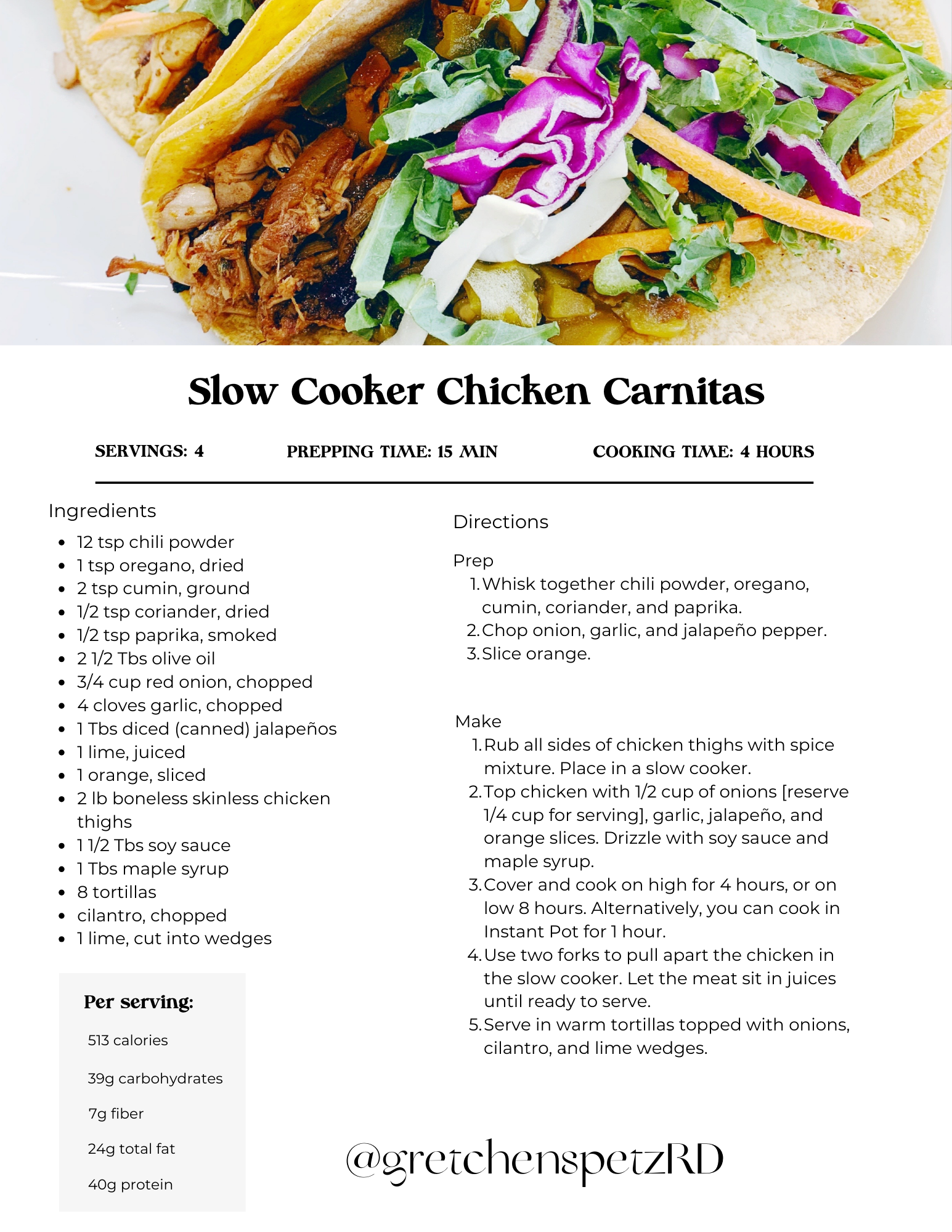 Slow Cooker Chicken Carnitas