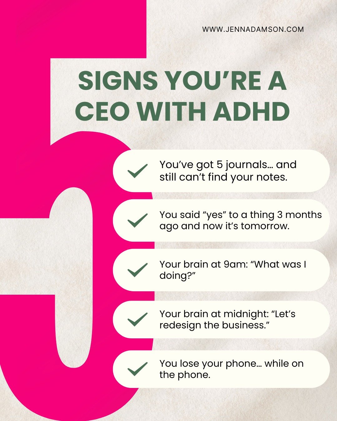 Some painfully accurate (and hilarious) CEO ADHD moments&mdash;
And yes&hellip; these have happened to me. So no judgment. 😅

If you&rsquo;re a leader with ADHD (or just leading with 37 tabs open at all times), this one&rsquo;s for you.

✨ You&rsquo