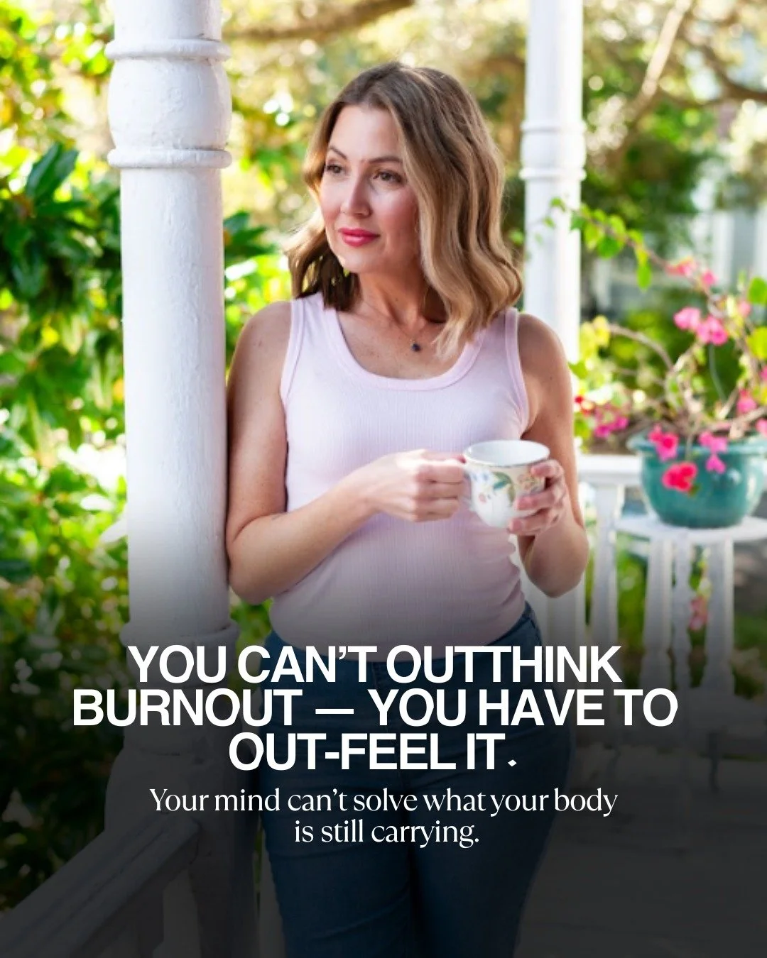 You can&rsquo;t out-think burnout.
You have to out-feel it.

Because burnout isn&rsquo;t a mindset problem &mdash; it&rsquo;s a nervous system signal.
And no amount of productivity hacks or time-blocking can override a body that&rsquo;s asking for sa