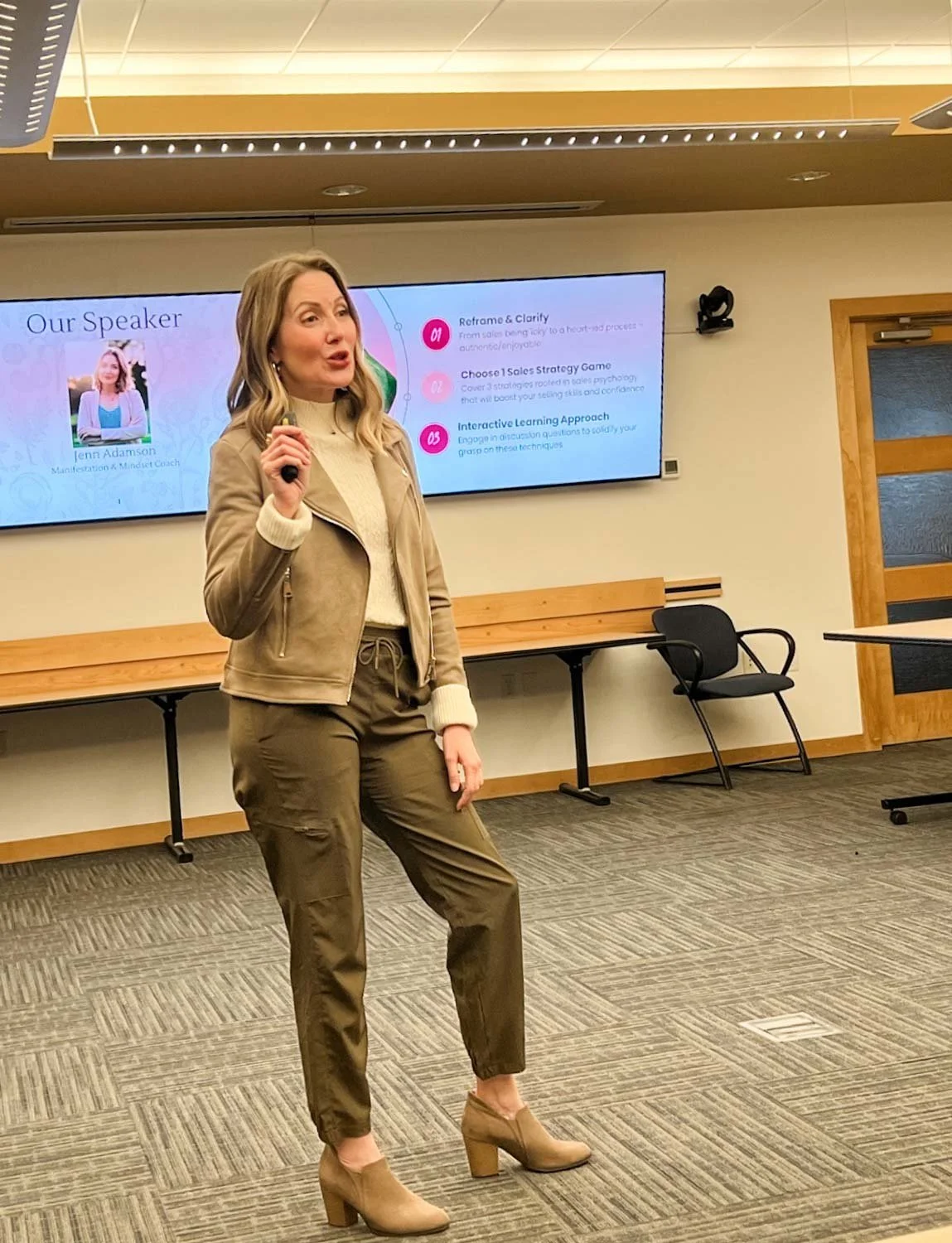 Jenn Speaking at a Private Event