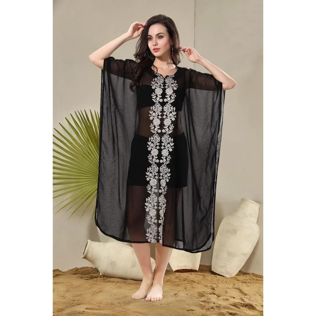 Caftán Negro Bordado