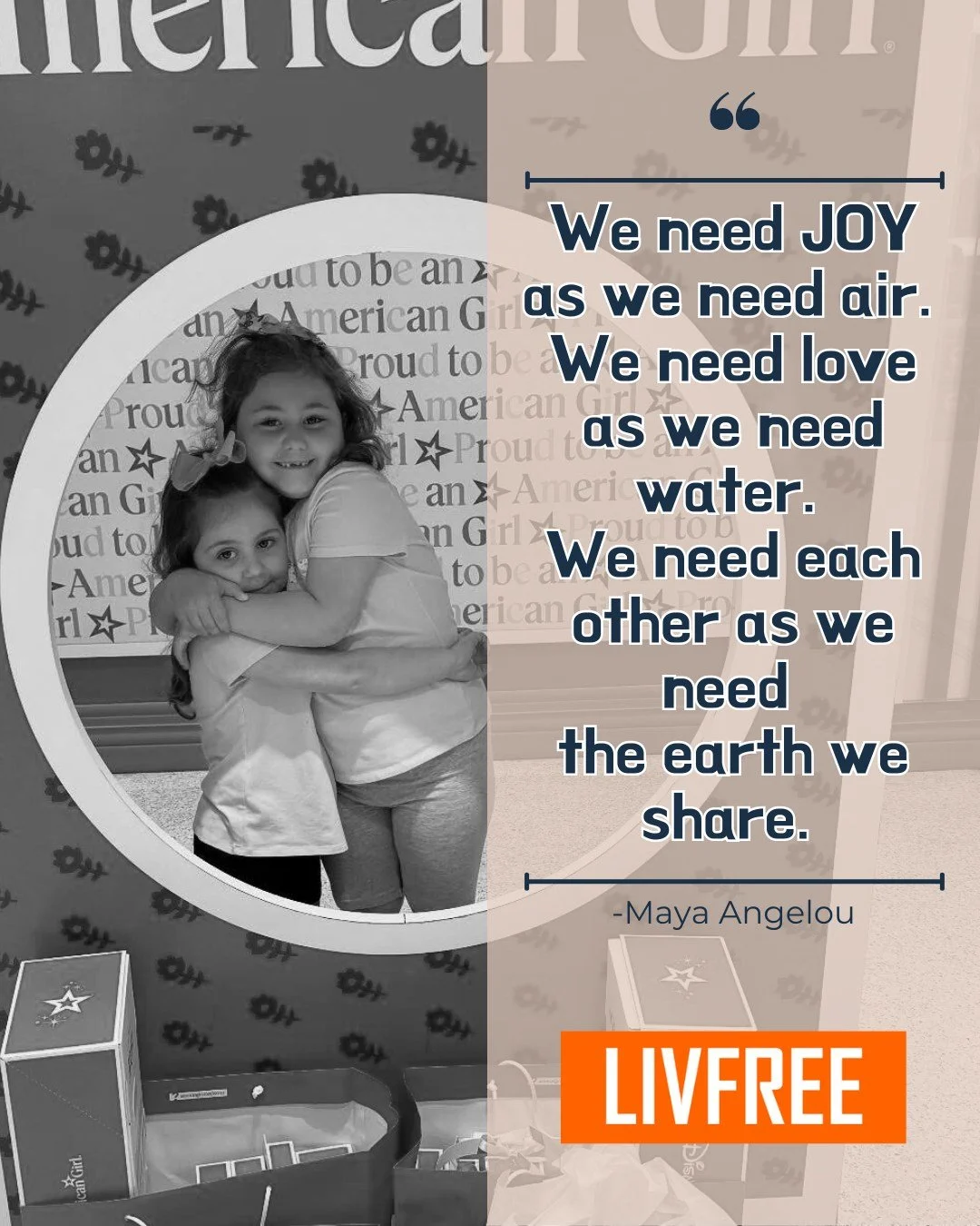 LivFree is dedicated to JOY because we know how powerful it is... it heals and the time families spend together is essential. Thank you to all our supporters that help us spread joy.