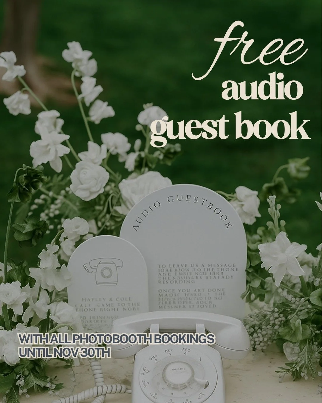 you read that right - FREE AUDIO GUEST BOOK for all bookings until Nov 30th! 🤩 make your event even more special with special messages recorded by your guest! dm us to book 📩
