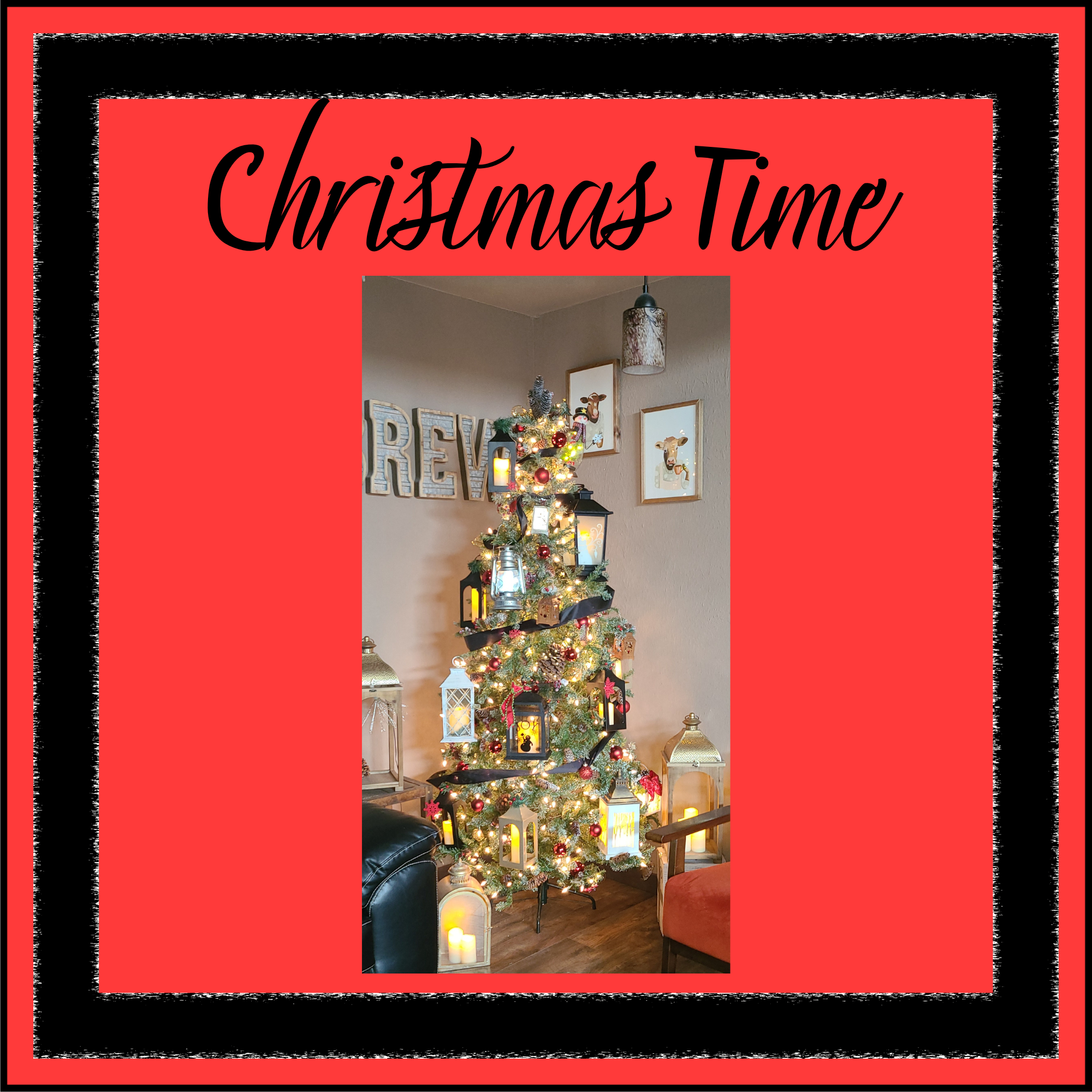 Christmas tree decorated inside Morning Wood Brew during the holiday season